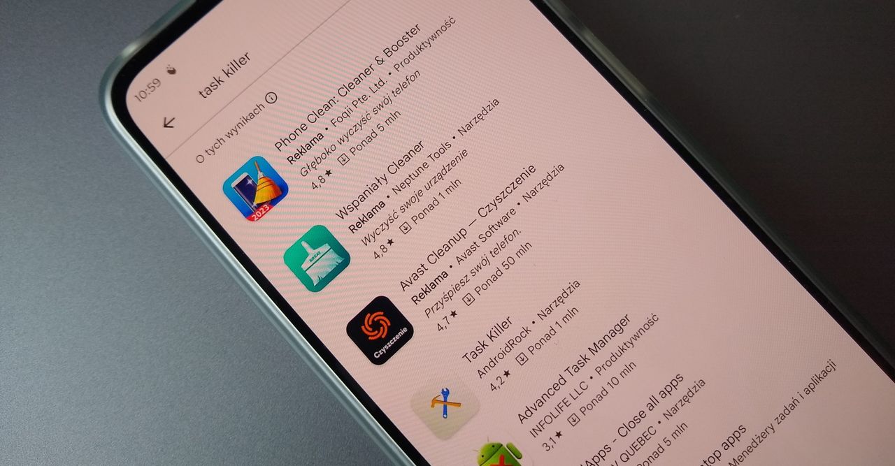 Aplikacje typu task killer w Google Play.