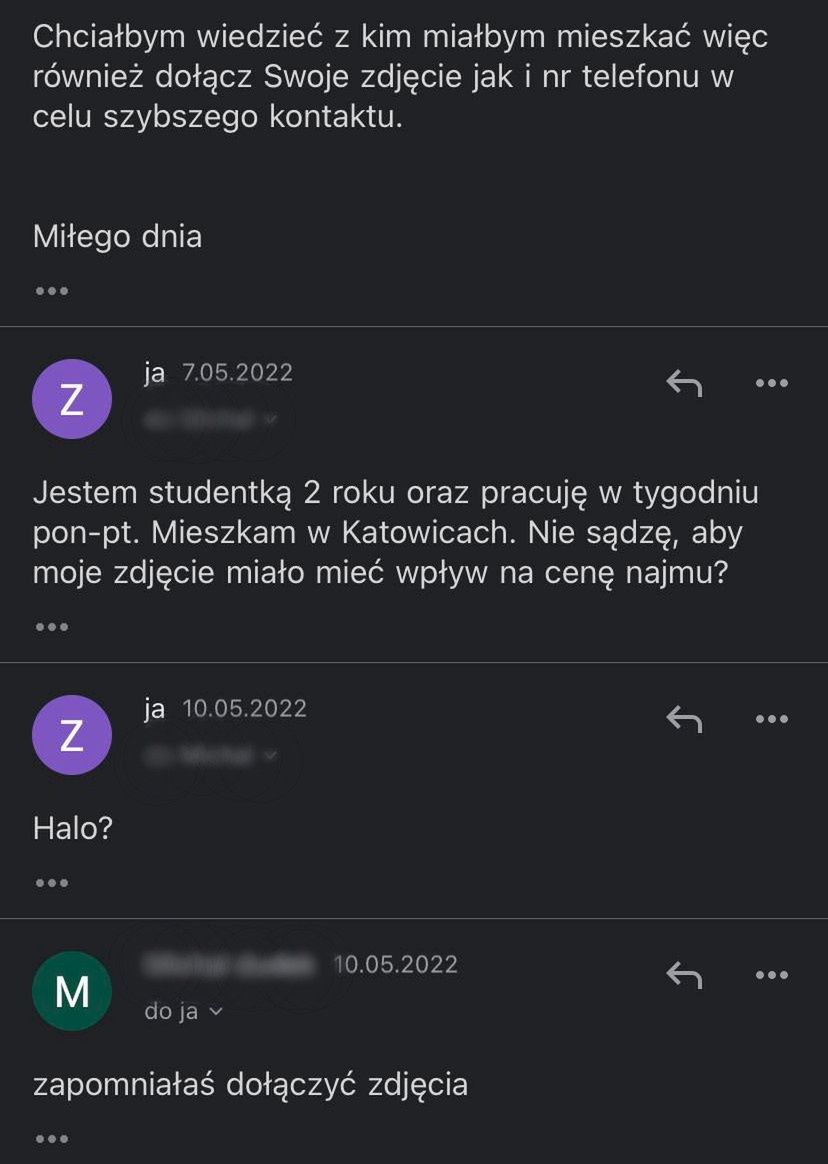 Screen rozmowy przesłany przez Zofię