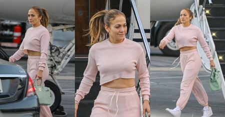 53-letnia Jennifer Lopez BEZ MAKIJAŻU wysiada z prywatnego odrzutowca i mknie do samochodu (FOTO)