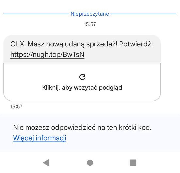 Fałszywa wiadomość SMS