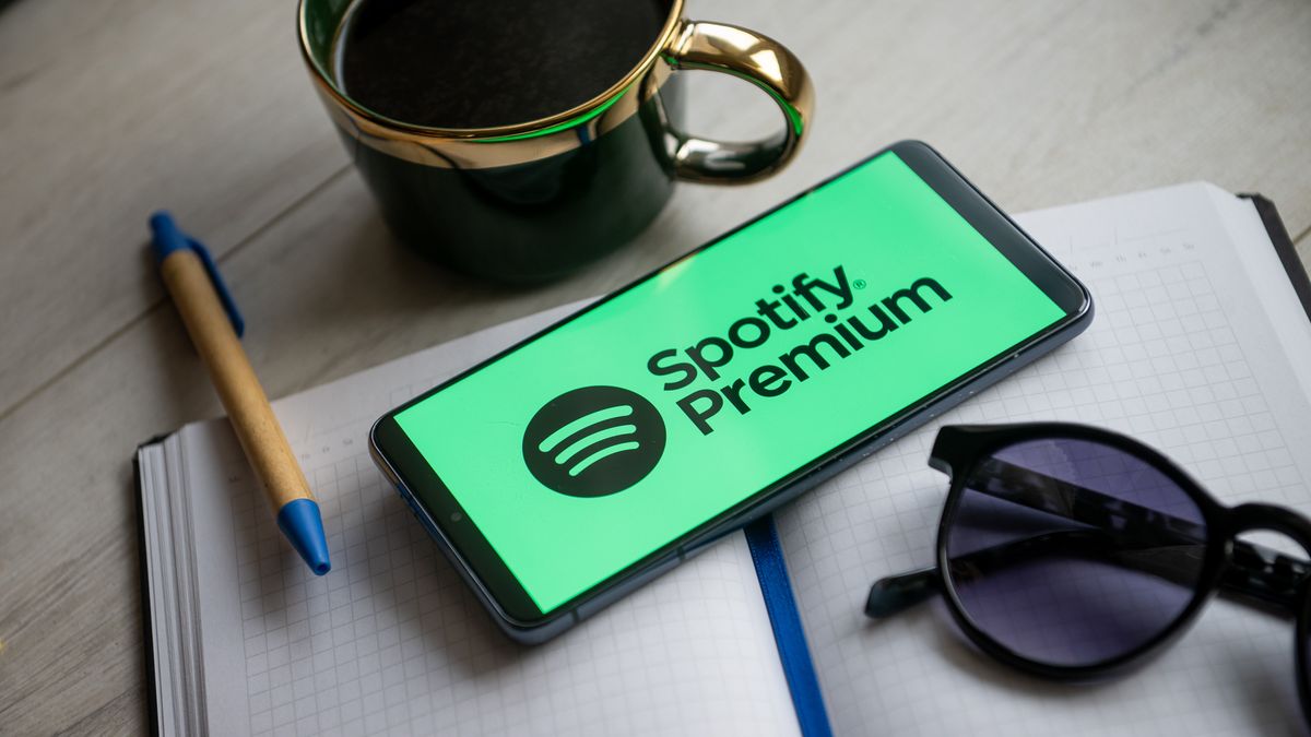 POLAND - 2024/01/31: In this photo illustration a Spotify Premium logo seen displayed on a smartphone. (Photo Illustration by Mateusz Slodkowski/SOPA Images/LightRocket via Getty Images)