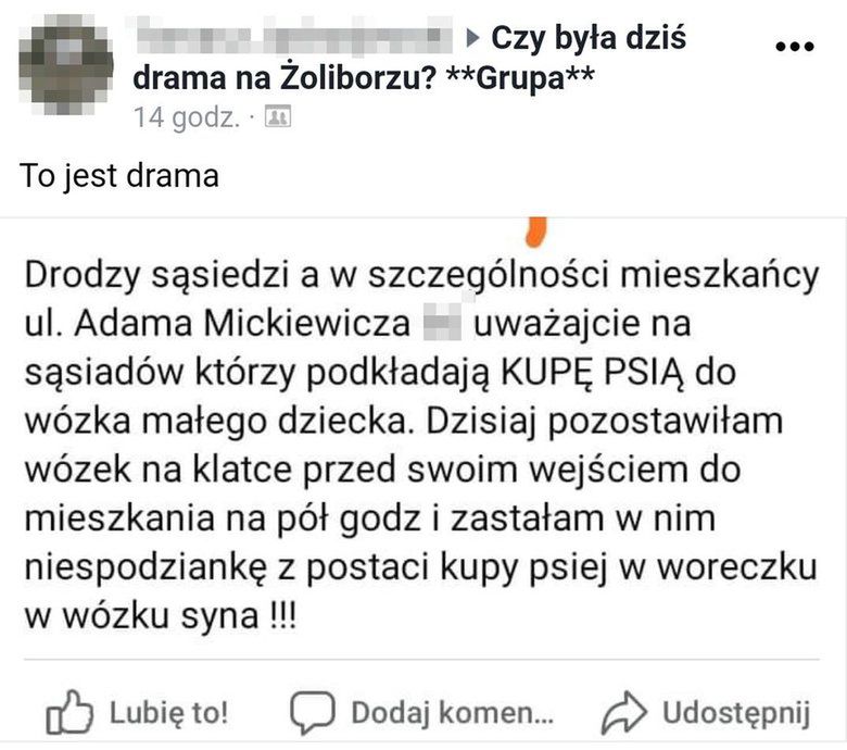 Taki wpis opublikowała jedna z mam na Facebooku