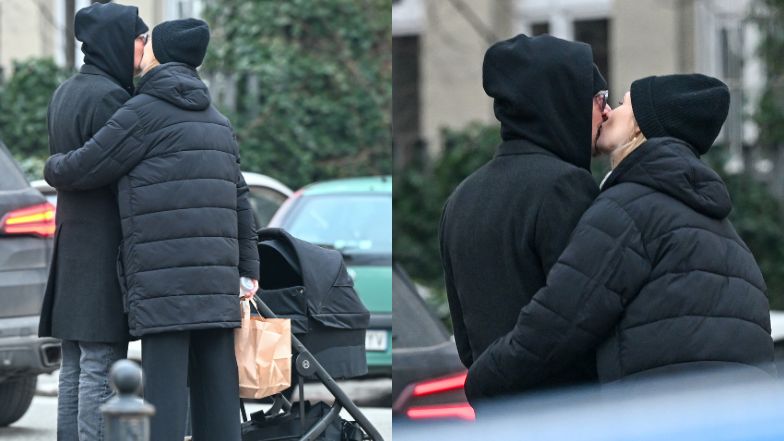 Krzysztof Ibisz przechodzi z żoną i córką na czerwonym świetle