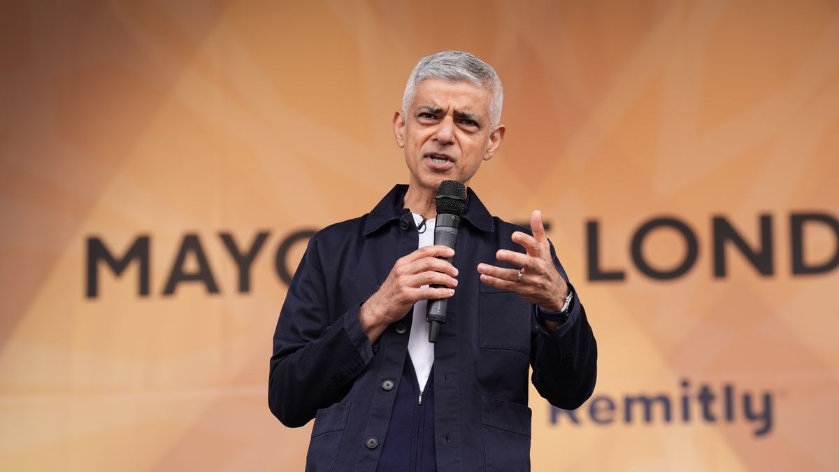 Mayor of London Sadiq Khan speaking on stage during Mayor's Eid on the Square celebrations to mark Eid al-Adha at Trafalgar Square, London. Picture date: Sunday June 8, 2025. (Photo by Lucy North/PA Images via Getty Images)