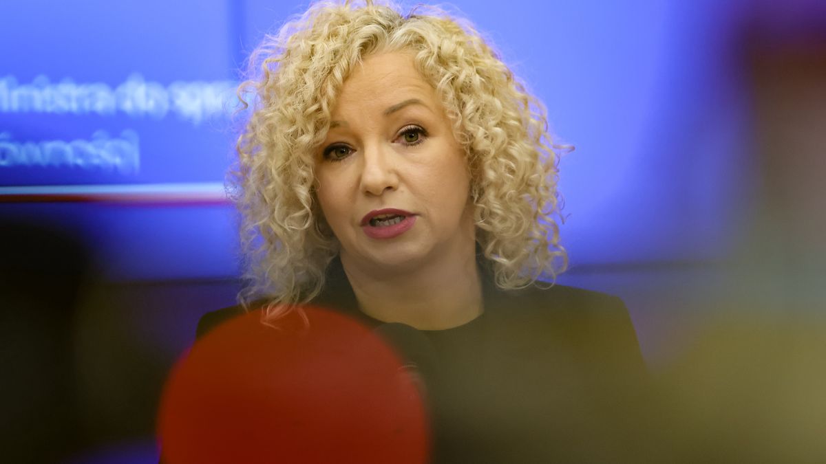 Minister of Equality, Katarzyna Kotula speaks during a press conference dedicated to LGBTQ+ groups equality in Polish schools in the Chancellery of the Prime Minister of Poland in Warsaw, the capital on February 5, 2024. Current government took over power in Poland on December 13 2023 from the Law and Justice far-right political party, which has ruled for 8 years. Law and Justice marginalized LGBRQ+ peoples. The Minister says it is important to take LGBTQ+ young people under more systematic care because, as research shows, the group has more tendency to be discriminated that leads to depressions and suicides. (Photo by Dominika Zarzycka/NurPhoto via Getty Images)