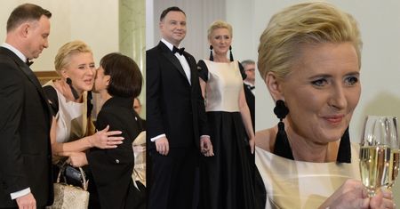 Elegancka Agata Duda wita dyplomatów szampanem (ZDJĘCIA)