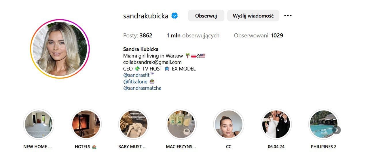 Sandra Kubicka zmieniła nazwisko na Instagramie