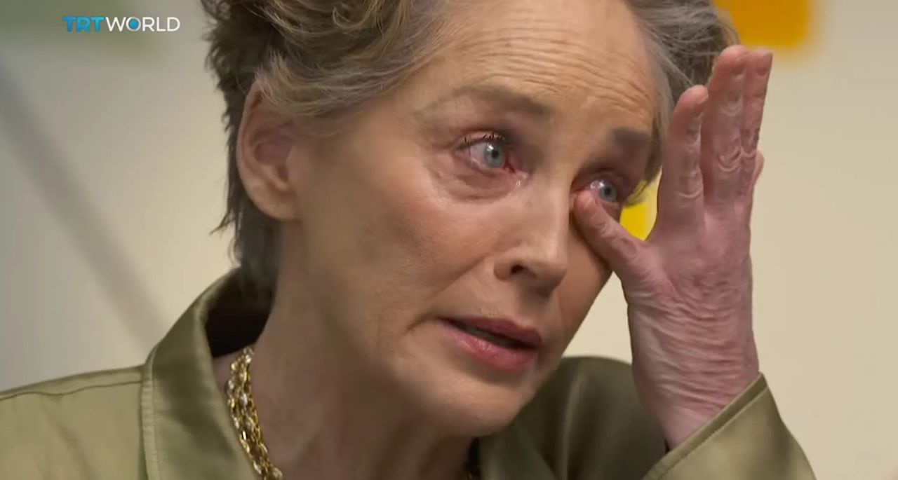 Sharon Stone burst into tears during the interview.