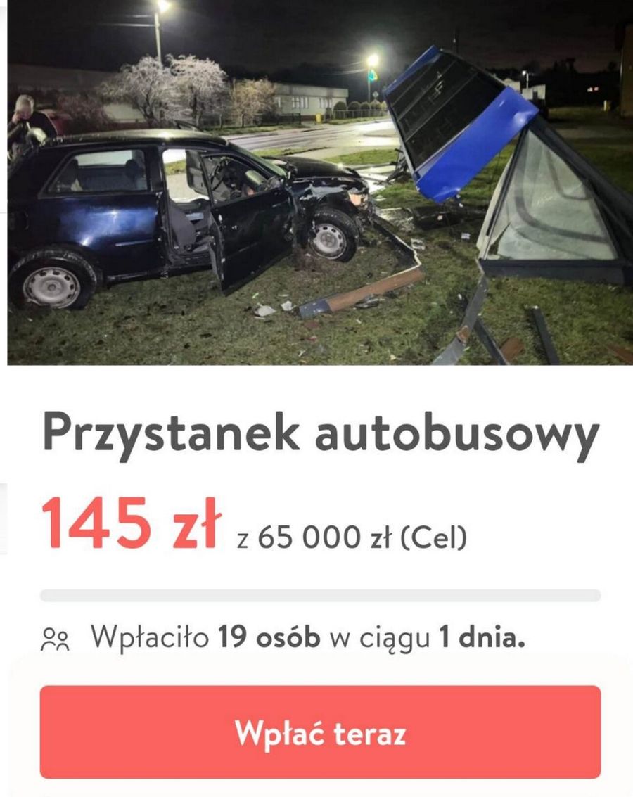 16-latek zniszczył wiatę za 65 tys. zł. Prosił o wpłaty na jej naprawę