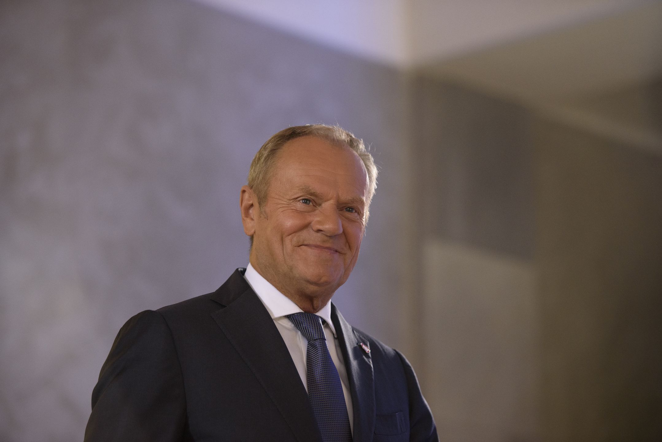 Polish Prime Minister Donald Tusk arrives for a meeting with Dutch Prime Minister Dick Schoof ahead of talks in Warsaw, Poland on July 7, 2025.