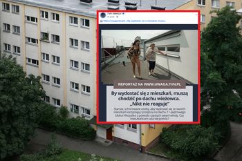 Chodzą po dachu 11-piętrowego bloku. "To już kolejna awaria windy"
