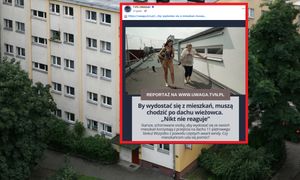 Chodzą po dachu 11-piętrowego bloku. "To już kolejna awaria windy"