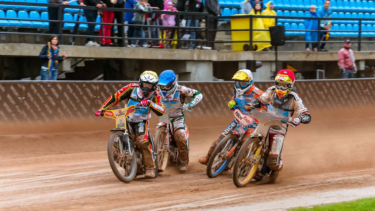 WP SportoweFakty / Romulad Rubenis / Od lewej: Szymon Woźniak, Andrzej Lebiediew, Kacper Gomólski i Kjastas Puodżuks