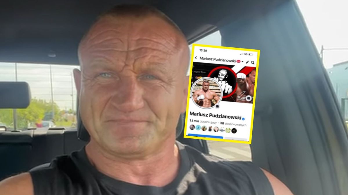 Instagram / pudzianofficial/ / Na zdjęciu: Mariusz Pudzianowski, na małym zdjęciu: konto Pudzianowskiego na Facebooku, które zostało zhakowane