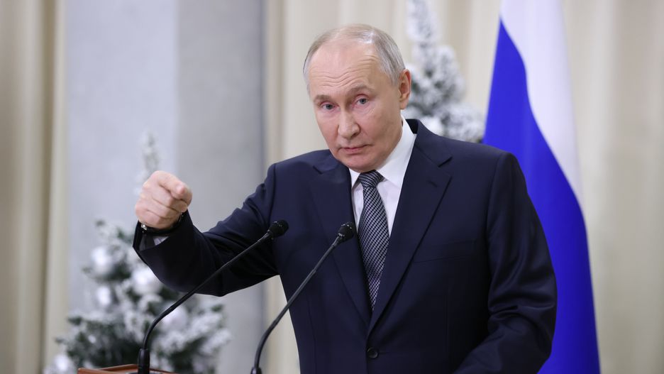IGORA, RUSSIA - DECEMBER 26: (RUSSIA OUT) Russian President Vladimir Putin speaks at a press conference after the Supreme Eurasian Economic Council Meeting at the Igora ski resort on December 26, 2024 Igora, Russia. Leaders of Armenia, Russia, Belarus, Kazakhstan, Kyrgyzstan, Tajikistan gathered for an annual economic summit of post-Soviet states. (Photo by Contributor/Getty Images)