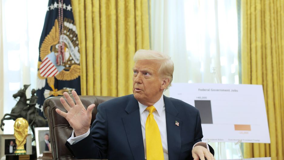 WASHINGTON, DC - MARCH 07: U.S. President Donald Trump delivers remarks on the jobs report from the Oval Office at the White House on March 07, 2025 in Washington, DC. The U.S. economy added 151,000 jobs, with the unemployment rate rising slightly to 4.1%, according to the Bureau of Labor Statistics. (Photo by Anna Moneymaker/Getty Images)
