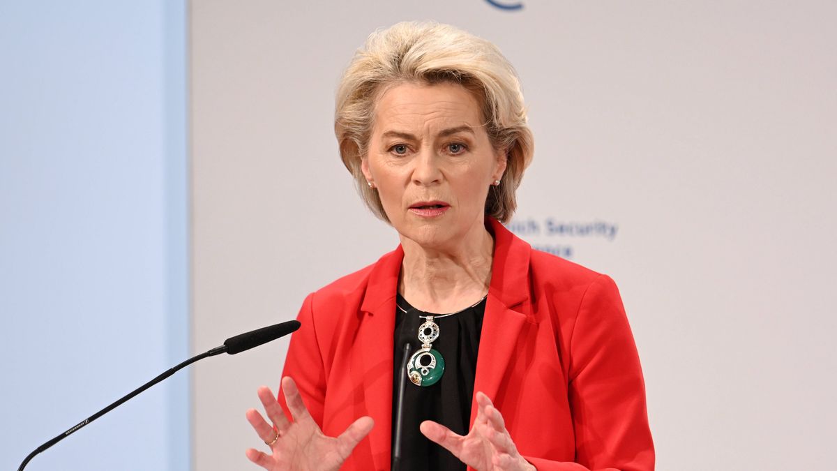 Munich Security Conference19 February 2022, Bavaria, Munich: Ursula von der Leyen, President of the European Commission, delivers a speech during the second day of the Munich Security Conference. Photo: Tobias Hase/dpa Dostawca: PAP/DPA.Tobias Hase