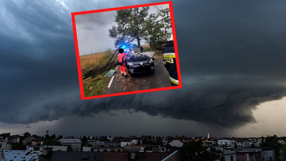 Burze nad Polską. Na samochód spadło drzewo