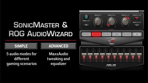 ASUS ROG Tytan G70 komputer technologie audio SonicMaster i AudioWIzard  slajd