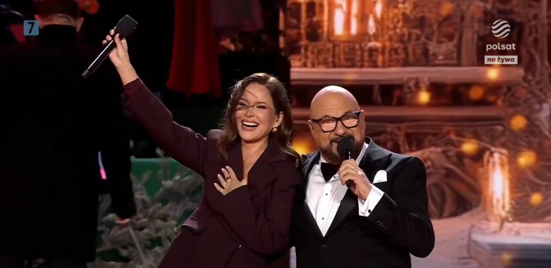 Paulina Sykut-Jeżyna i Piotr Gąsowski na koncercie Polsatu