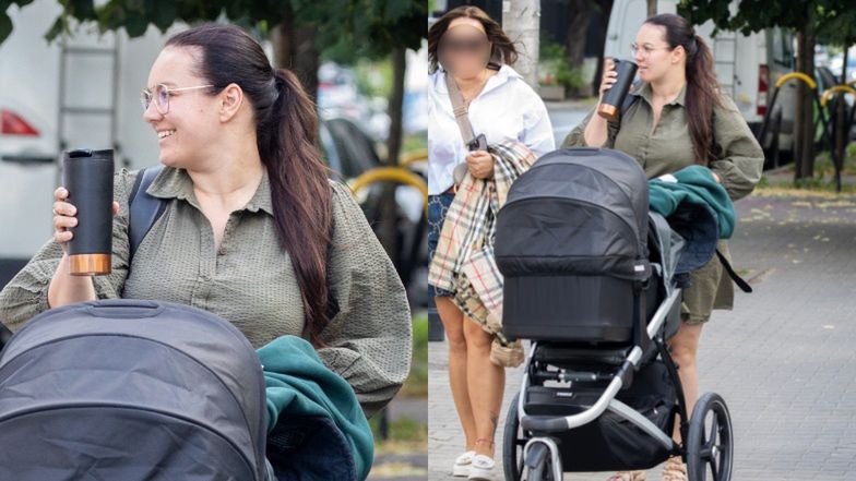 Ewa Farna spaceruje z dzieckiem po Warszawie