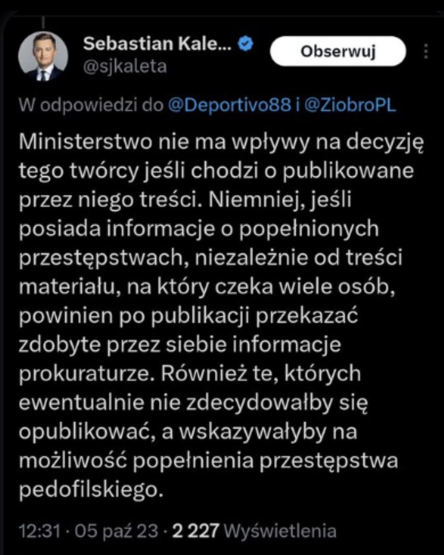 Wiceminister sprawiedliwości pozwala na publikację Konopa.