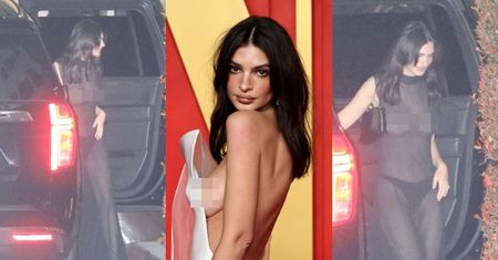 Emily Ratajkowski świeci golizną w PRZEŚWITUJĄCEJ kreacji, drepcząc na imprezę Beyonce (ZDJĘCIA)