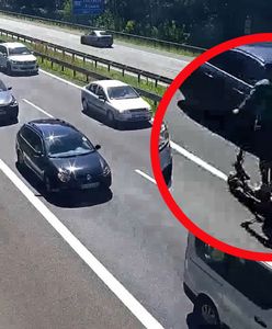 Hulajnogą pod prąd na autostradzie. Szybki finał akcji na A6