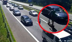 Hulajnogą pod prąd na autostradzie. Szybki finał akcji na A6