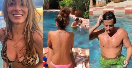 Marcelina Zawadzka MIGDALI SIĘ w basenie z nowym facetem u boku łapiącej promienie słońca TOPLESS (?) Natalii Siwiec