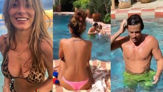 Marcelina Zawadzka MIGDALI SIĘ w basenie z nowym facetem u boku łapiącej promienie słońca TOPLESS (?) Natalii Siwiec