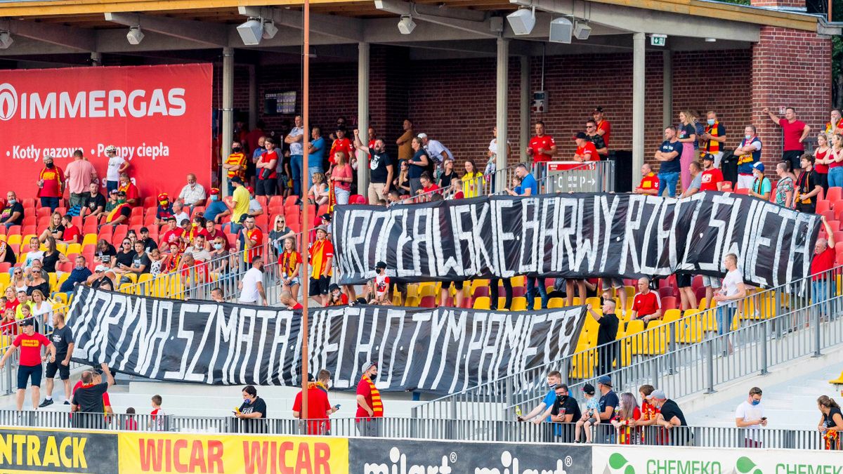 Transparent kibiców Betard Sparty Wrocław podczas meczu z PGG ROW-em Rybnik