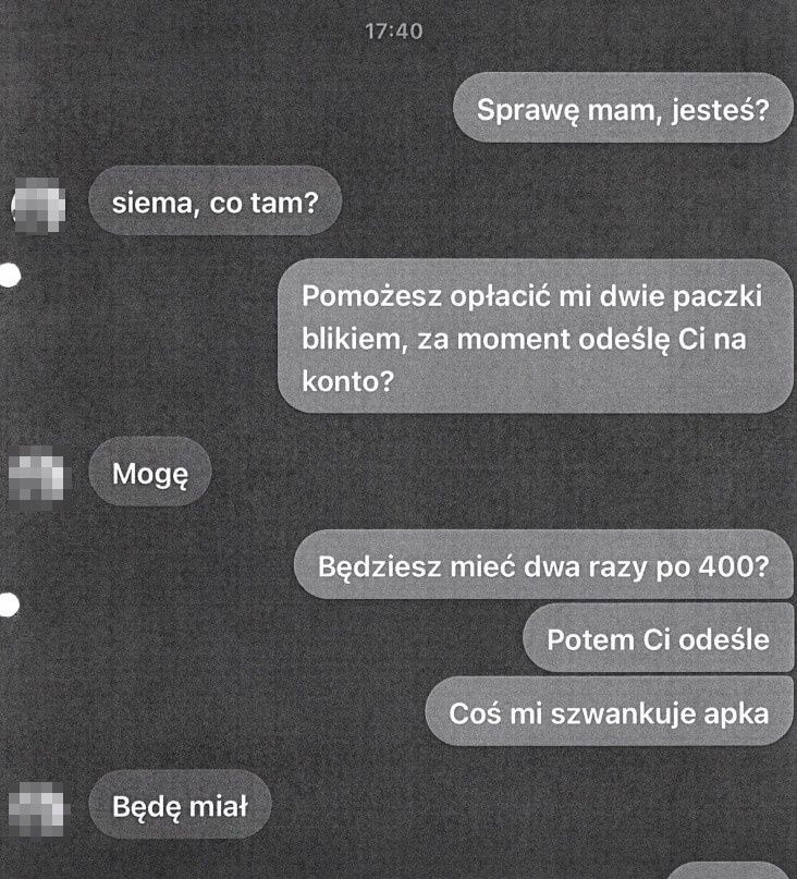 Oszustwo na BLIK