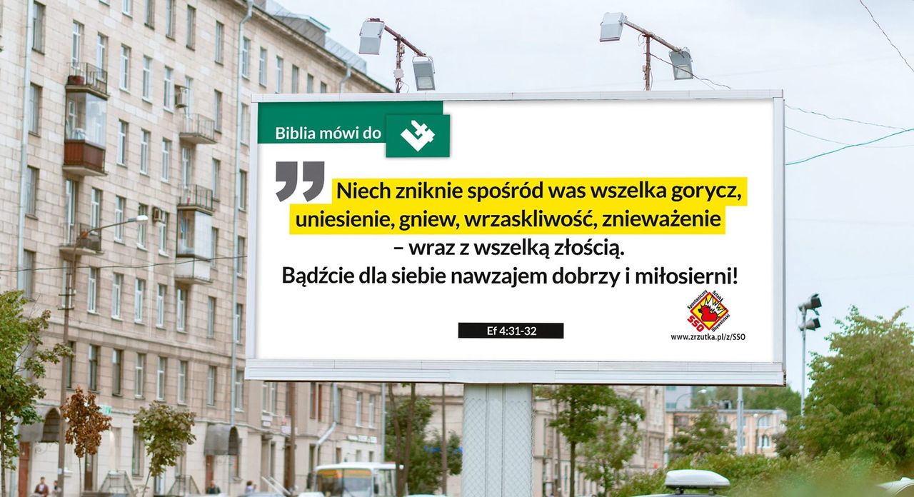 Warszawa. Biblijnymi cytatami uczą, jak żyć. Billboardowej ewangelizacji ciąg dalszy. W Piśmie Świętym każdy znajdzie wskazówkę dla siebie