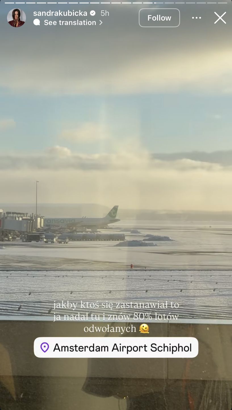 Sandra Kubicka uwięziona na lotnisku w Amsterdamie