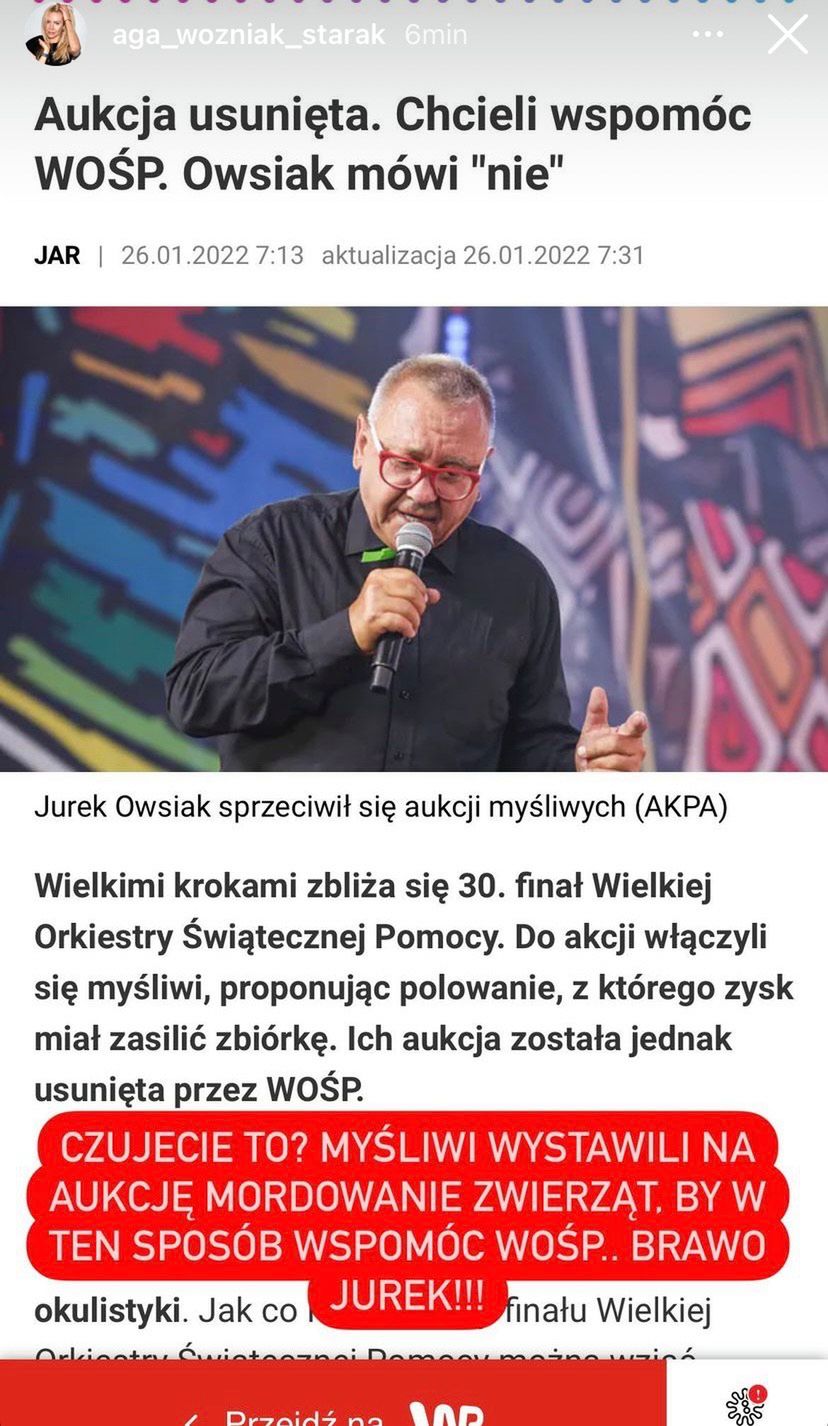 Agnieszka Woźniak-Starak gratuluje Jurkowi Owsiakowi