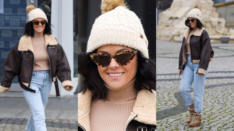 Katarzyna Cichopek opuszcza studio "PnŚ" w zimowej stylizacji