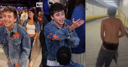 Timothée Chalamet z opuszczonymi spodniami i gołą klatą świętował zwycięstwo Knicksów. Kylie też dała się ponieść (WIDEO)