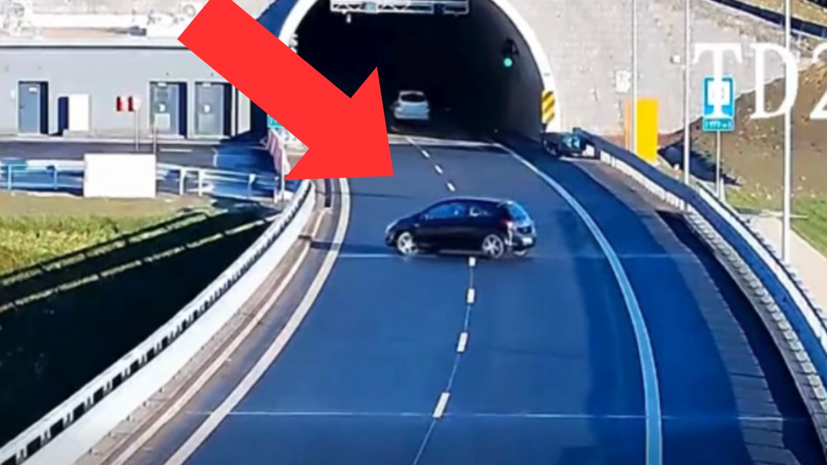 Absurdalne zachowanie kierowcy. Zrobił to tuż przed tunelem.