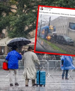 Tramwaj zderzył się z osobówką w Krakowie. Są ranni