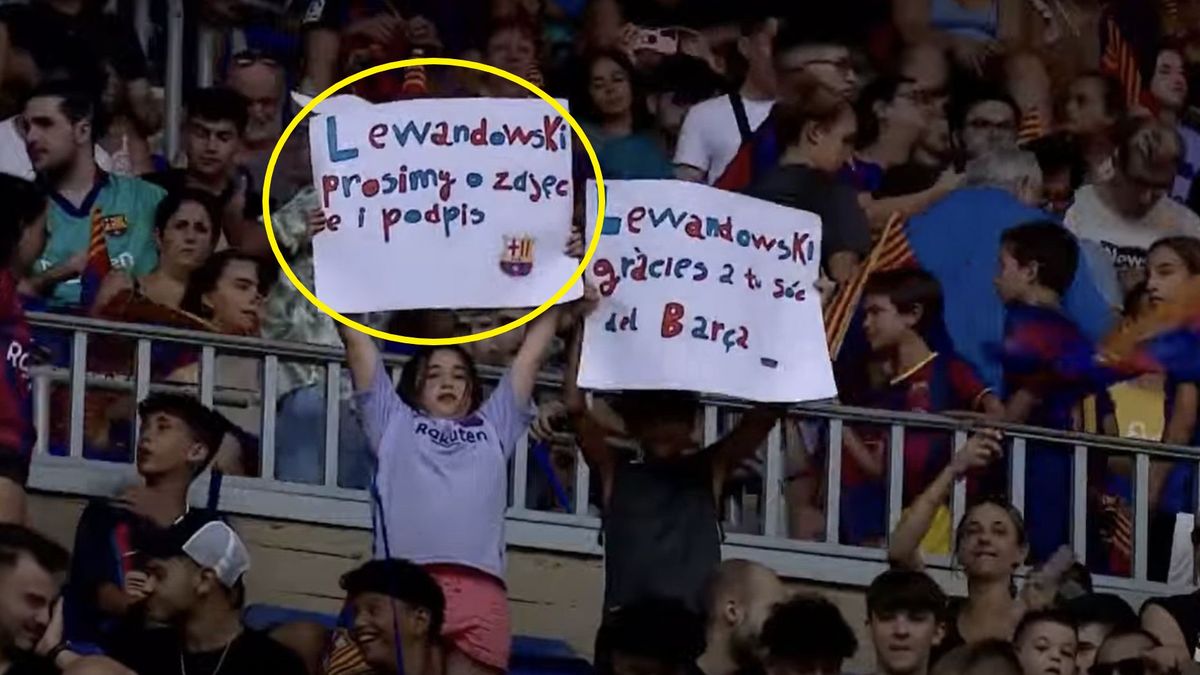 Zdjęcie okładkowe artykułu: YouTube / FC Barcelona / Na zdjęciu: fanki Barcelony na prezentacji Roberta Lewandowskiego