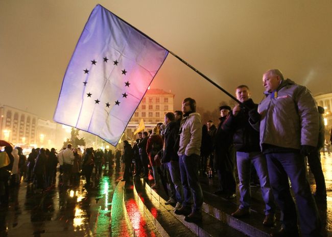 Na zdjęciu protesty w Kijowie