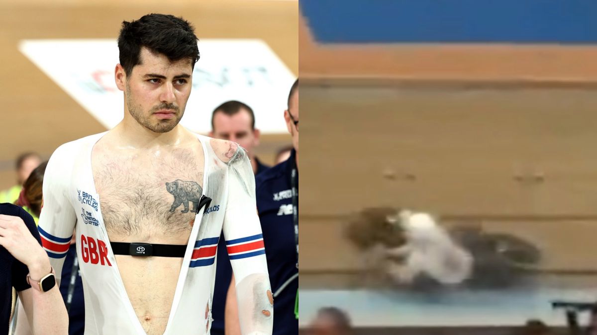 PAP/EPA / ADAM VAUGHAN / Twitter - Eurosport / Na zdjęciu: Charlie Tanfield w momencie i po upadku