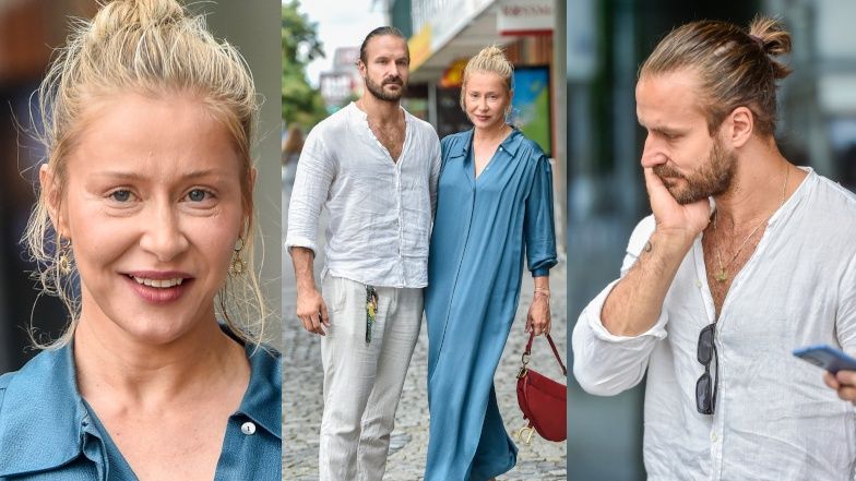 Piotr Stramowski i Katarzyna Warnke pod studiem "Dzień Dobry TVN"