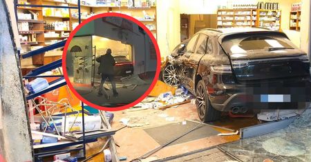 Pijana wjechała Porsche w aptekę. Jest nagranie
