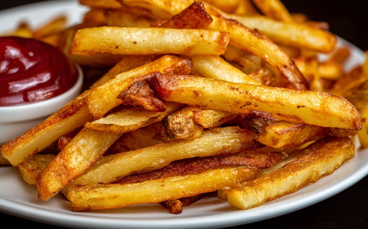 Wsyp do oleju tuż przed smażeniem. Frytki wyjdą złociste, chrupiące i o niebo lepsze niż w restauracji