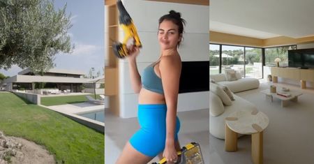 Georgina Rodriguez paraduje z wiertarką i prezentuje efekty remontu willi: dwa baseny, minimalistyczna kuchnia i przestronny salon