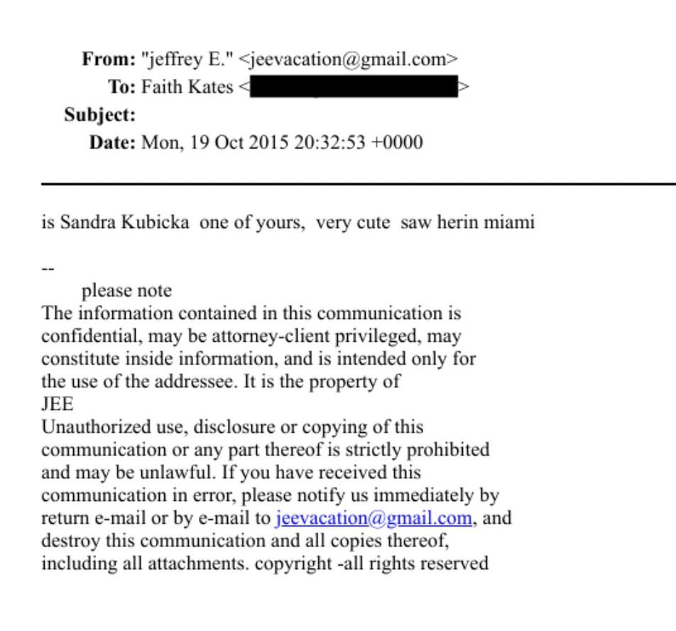 Nazwisko Sandry Kubickiej pojawiło się w "aktach Epsteina".