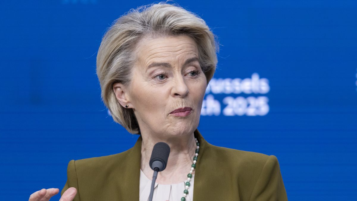 President of the European Council Antonio Costa and the President of the European Commission Ursula von der Leyen hold a joint press conference after the end of the European Council Summit, the EU leaders and heads of states meeting in Brussels, Belgium on March 20, 2025 (Photo by Nicolas Economou/NurPhoto via Getty Images)