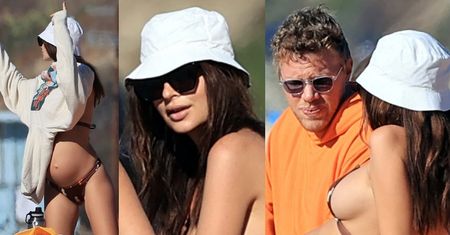 Ciężarna Emily Ratajkowski opala się w bikini, chwytając promienie kalifornijskiego słońca (ZDJĘCIA)